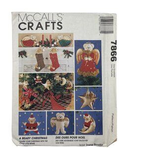 McCalls Crafts 7866 Christmas Bear Themed Sewing Pattern Holiday Decorations